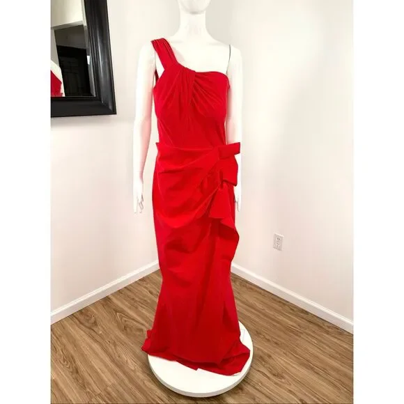 Chiara Boni La Petite Robe Womens Seki One-Shoulder Gown Passion Size 14 - Picture 5 of 11